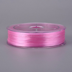 Плоская эластичная кристаллическая струна, эластичная нить для бисера, для изготовления эластичного браслета, розовые, 0.8 мм, около 109.36 ярда (100 м) / рулон