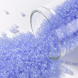 Toho perles de rocaille rondes, Perles de rocaille japonais, (1146) bleu saphir clair translucide, 15/0, 1.5mm, Trou: 0.7mm, environ 3000 pcs/10 g