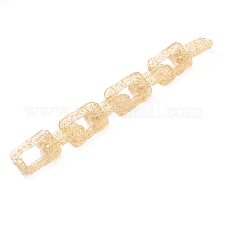 Handmade Transparent Acrylic Cross Chains, with Glitter Powder, Rectangle, Wheat, 30x20x6mm, about 39.37 inch(1m)/strand