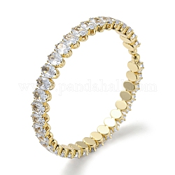 Bracelet tennis ovale en zircone cubique transparente, bracelet articulé en laiton, or, diamètre intérieur : 2-1/8 pouce (54 mm)