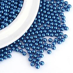 Perline acrilico perla imitato, Senza Buco, tondo, Blue Marine, 3mm, circa 10000pcs/scatola