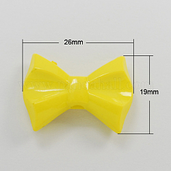 Perline acrilico opaco, sfaccettato, bowknot, giallo, 19x26x7mm, Foro: 3 mm, circa 300pcs/500g