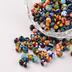 6/0 colori opachi penetrare perle di vetro, perline rotonde, colore misto, 3.5~4x2.5~3mm, Foro: 0.5 mm, circa 610pcs/50g