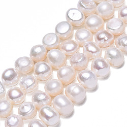Natural Cultured Freshwater Pearl Beads Strands, Two Sides Polished, Seashell Color, 6~7.5x5~6x3.5~6mm, Hole: 0.6mm, about 29pcs/strand, 6.89~7.09 inch(17.5~18cm)