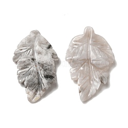 Pendenti in agata pazza naturale bianca, charms foglia, 41.5x25~26x5mm, Foro: 0.8 mm