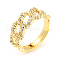 Anillo ajustable de circonita cúbica, anillo de latón chapado en oro real de 18k, sin plomo y el cadmio, Claro, diámetro interior: 17 mm