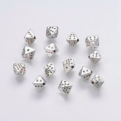 CCB perles en plastique, cube, argent antique, 8x10x8.5mm, Trou: 1mm