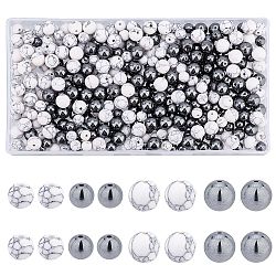 Superfindings 400pcs 4 perles de pierres précieuses synthétiques de style, ronde, 100 pièces / style