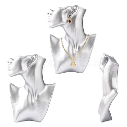 Supporto per gioielli ritratto modello lato corpo in resina di fascia alta, per espositori per gioielli creativi per espositori per gioielli, argento, 19.1x6.7x28.2cm