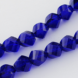 Glass Bead Strands, Faceted, Twist, Dark Blue, 6x6x6mm, Hole: 1mm