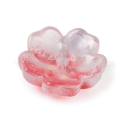 Bouchons de perles de verre, fleur, rouge, 13.5x13.5x4mm, Trou: 1.6mm