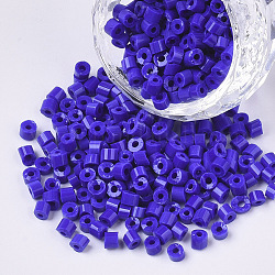 6/0 Glasstiftperlen, Deckfarben, Blau, 6/0 3.5~5x3.5~4 mm, Bohrung: 1 mm, ca. 4500 Stk. / Beutel