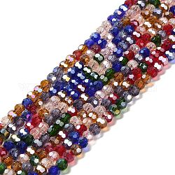Transparent Glass Beads, Faceted, Round, Mixed Color, 4.5x4mm, Hole: 1mm, about 94~95pcs/strand, 13.98''(35.5cm)