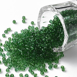 Perles de rocaille en verre, transparent , ronde, verte, 12/0, 2mm, Trou: 1mm, environ 6666 pcs/100 g