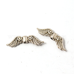 Tibetan Silver Beads, Lead Free & Cadmium Free, Wing, Antique Silver, about 7mm long, 23mm wide, 3mm thick, hole: 1.5mm