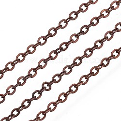 Brass Cable Chains, Soldered, with Spool, Flat Oval, Red Copper, 2x1.8x0.2mm, about 9.84 Feet(3m)/Roll