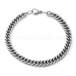 304 bracelet chaîne à maillons cubains en acier inoxydable pour hommes femmes, couleur inoxydable, 8-1/4 pouce (21 cm)