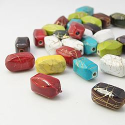 Drawbench Acrylic Beads, Painted, Faceetd Cuboid, Mixed Color, 11.5x20mm, Hole: 2.5mm, about 260pcs/500g
