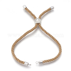 Fabrication de bracelet en corde de coton, avec les accessoires en laiton, plat et circulaire avec arbre de vie, Pérou, 8-5/8 pouce (22 cm), Trou: 2mm