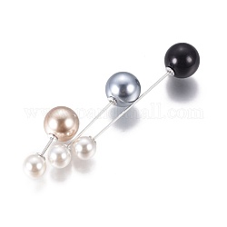 Broches de sécurité, avec perle d'imitation acrylique et épingles en fer, Axe de cravate, ronde, couleur mixte, 34~74mm