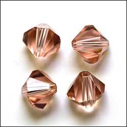 Imitazione branelli di cristallo austriaco, grado aaa, sfaccettato, bicono, peachpuff, 10x9~10mm, Foro: 0.9~1.6 mm