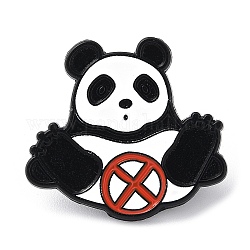 Эмалированная булавка панда, Брошь из сплава черного тона для рюкзака, красные, 26x28.5x1.5 мм