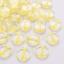 Perles en acrylique transparente, plat rond, or, 16x5mm, Trou: 2.8mm, environ 480 pcs/500 g