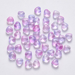 Imitazione perle di vetro giada, cuore, viola, 6x6x4mm, Foro: 0.7 mm