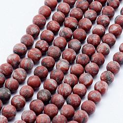 Natürliche Sesam Jaspis / Kiwi Jaspis Perlen Stränge, matt, Runde, 6 mm, Bohrung: 1 mm, ca. 59 Stk. / Strang, 14.9 Zoll (38 cm)