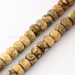 Natural Picture Jasper Stone Bead Strands, Faceted, Rondelle, Tan, 8x5mm, Hole: 1mm, about 80pcs/strand, 15.7inch