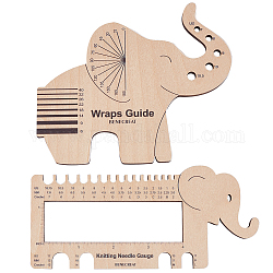 Benecreat 1 набор деревянных вязальных спиц в форме слона и направляющая для обертывания пряжи, цвет пшеницы, 77~128x150~168x5 мм, 2 шт / комплект