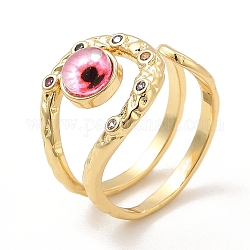 Открытое кольцо-манжета сглаза из смолы с кубическим цирконием, настоящие 18-каратные позолоченные латунные украшения для женщин, малиновый, внутренний диаметр: 18 мм