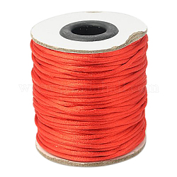 Corde de nylon, cordon de rattail satiné, pour la fabrication de bijoux en perles, nouage chinois, rouge, 2mm, environ 50yards/rouleau (150pied/rouleau)