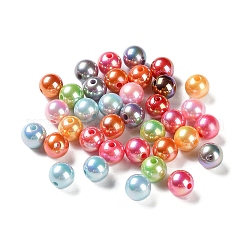 Uv perles acryliques de placage, ronde, couleur mixte, 8x7.5mm, Trou: 1.6mm