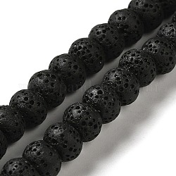 Natürliche Lavagestein gefärbte Perlenstränge, Rondell, Schwarz, 8x5~6 mm, Bohrung: 1.6 mm, ca. 65~66 Stk. / Strang, 15.75'' (40~40.5 cm)