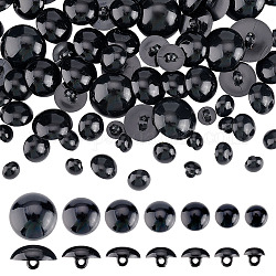 ARRICRAFT 210Pcs 7 Style 1-Hole Plastic Buttons, Half Round, Black, 10~22x9~14mm, Hole: 2.5~3mm, 30pcs/style