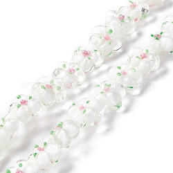 Chapelets de perles vernissées manuelles, cahoteuse, fleur, blanc, 13.5~14x14.5~15x7~8mm, Trou: 1.4mm, Environ 28 pcs/chapelet, 14.57 pouce (37 cm)
