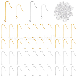 DICOSMETIC 160Pcs 2 Colors 2 Sizes Earring Making Kit Stainless Steel Earring Hooks 28/40mm Long Earwire Hooks with Loop and 200Pcs Ear Nuts for DIY Earring Making Supplies, Hole: 1.8mm, Pin: 0.7mm