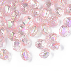 Perles en acrylique transparente, de couleur plaquée ab , pépites, rose, 10.5x10x8mm, Trou: 1.6mm, environ 2300 pcs/500 g