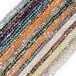 Electroplate Transparent Glass Beads Strands, Heart, Mixed Color, 6x6.5x4mm, Hole: 0.8mm, about 113pcs/strand, 24.41 inch(62cm)