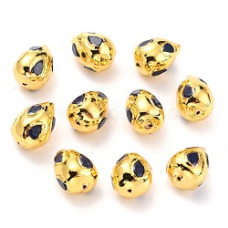 Perles de quartz naturels, avec les accessoires en laiton dorés, teinte, larme, bleu foncé, 17x12.5~13x12.5~13mm, Trou: 1mm