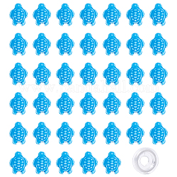 Sunnyclue 40pcs Schildkröte handgemachte Porzellanperlen, mit 1 Rolle stark dehnbarer, elastischer Perlenfaden für DIY-Stretch-Armbänder, die Kits herstellen, Himmelblau, 19x15x8.5 mm, Bohrung: 2 mm