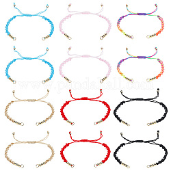 Nbeads 12 pcs 6 couleurs bracelets en fil de nylon tressé à moitié finis, Bracelet en fil de corde ondulé réglable, bracelet d'amitié coulissant avec anneaux de saut pour la fabrication de bijoux, accessoires de bricolage, 6.2~11.2 longtemps
