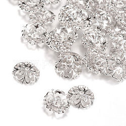 Ausgefallene Perlenkappen aus Messing, Blume, Platin Farbe, 10x3 mm, Bohrung: 1 mm