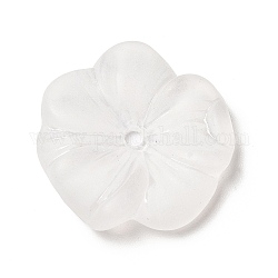 Trasparenti protezioni del branello acrilico, 5 -petal, smerigliato, fiore, bianco, 23x23x4mm, Foro: 2 mm, circa 625pcs/500g