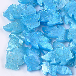 Pendenti in cellulosa acetato (resina), foglia, cielo blu profondo, 25.5x15x4.5~5mm, Foro: 1.2 mm
