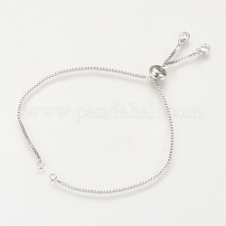 Brass Slider Bracelets Making, with Cubic Zirconia, Box Chains, Long-Lasting Plated, Platinum, Single Chain Length: about 11.5~12cm