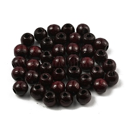 Dyed Natural Wood Beads, Round, Coconut Brown, 6~6.5x6mm, Hole: 1.8mm