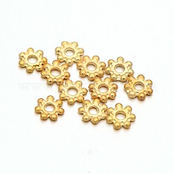 Aleación ligera chapada en oro flor margarita espaciador cuentas, dorado, 4.5x1mm, agujero: 1 mm