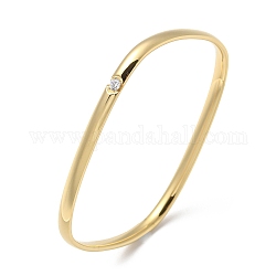 Placage ionique rectangle (ip) 304 bracelets en acier inoxydable, avec strass, véritable 18k plaqué or, diamètre intérieur: 2x2-1/2 pouce (5.1x6.3 cm)